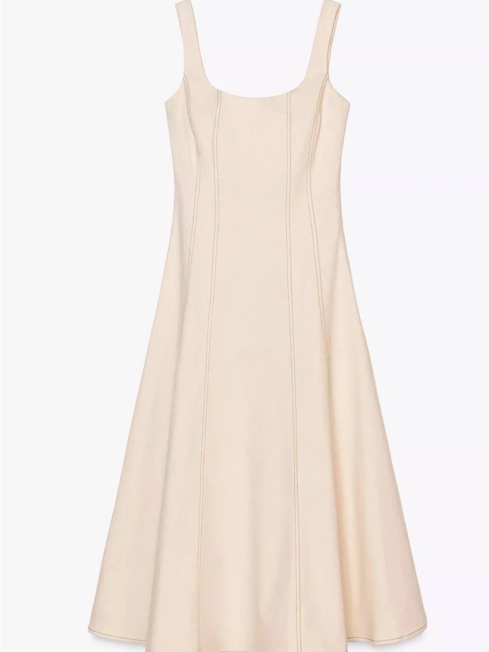 Zara Cream A-Line Midi Dress Sz XS